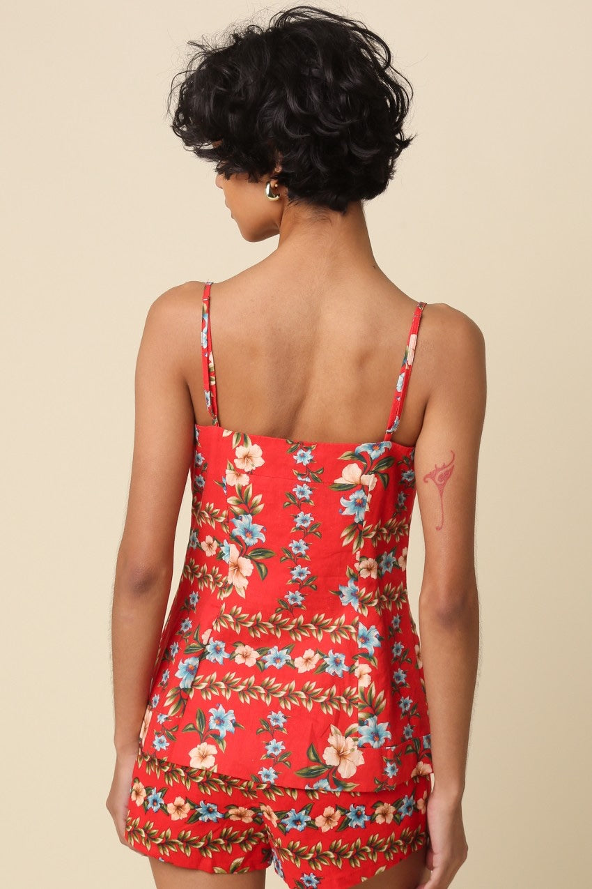 Olivaceous - Zoie Floral Button-front Top