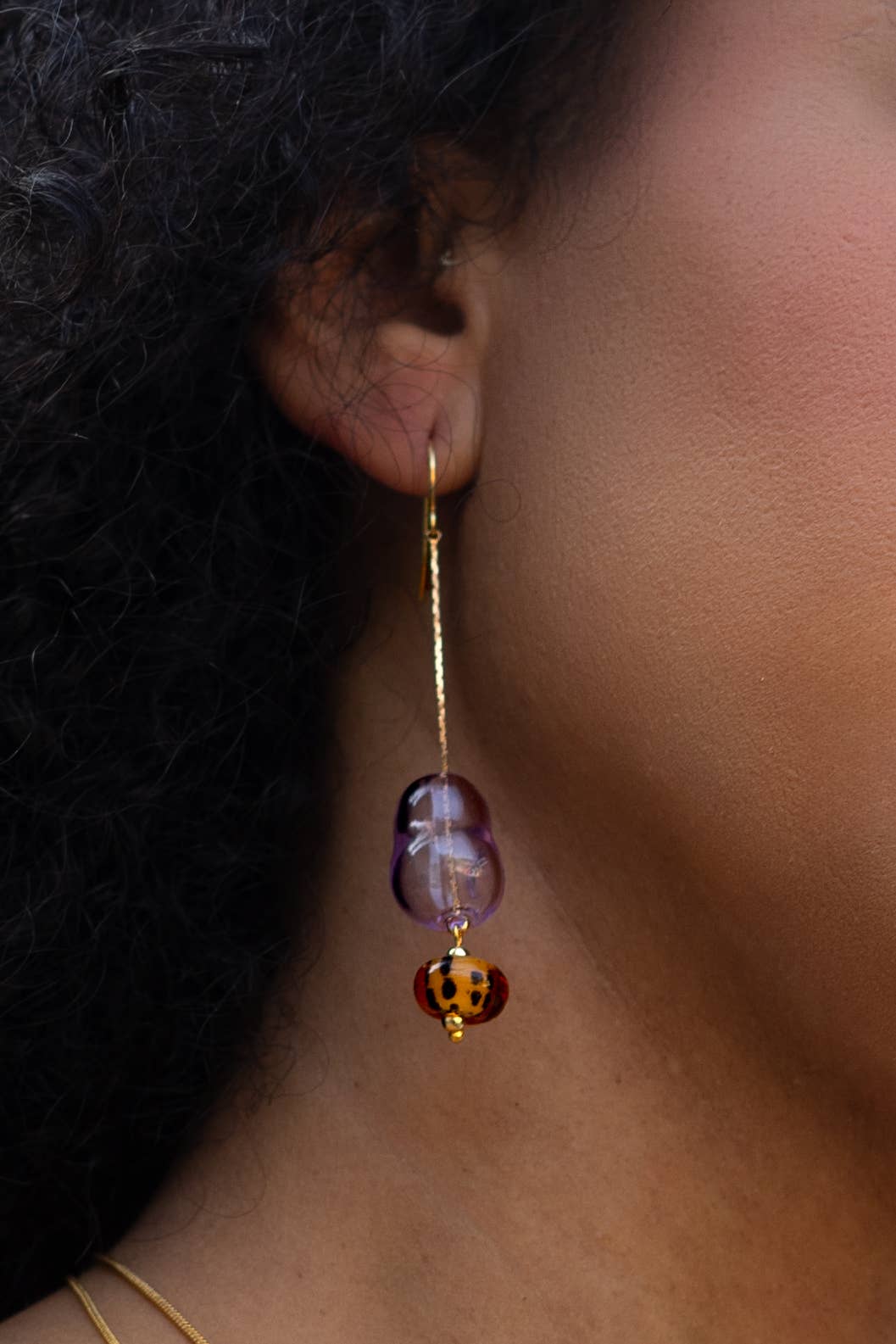 Peter and June - Lennox Dangle Earring - Hand Made Murano Lilac Glass