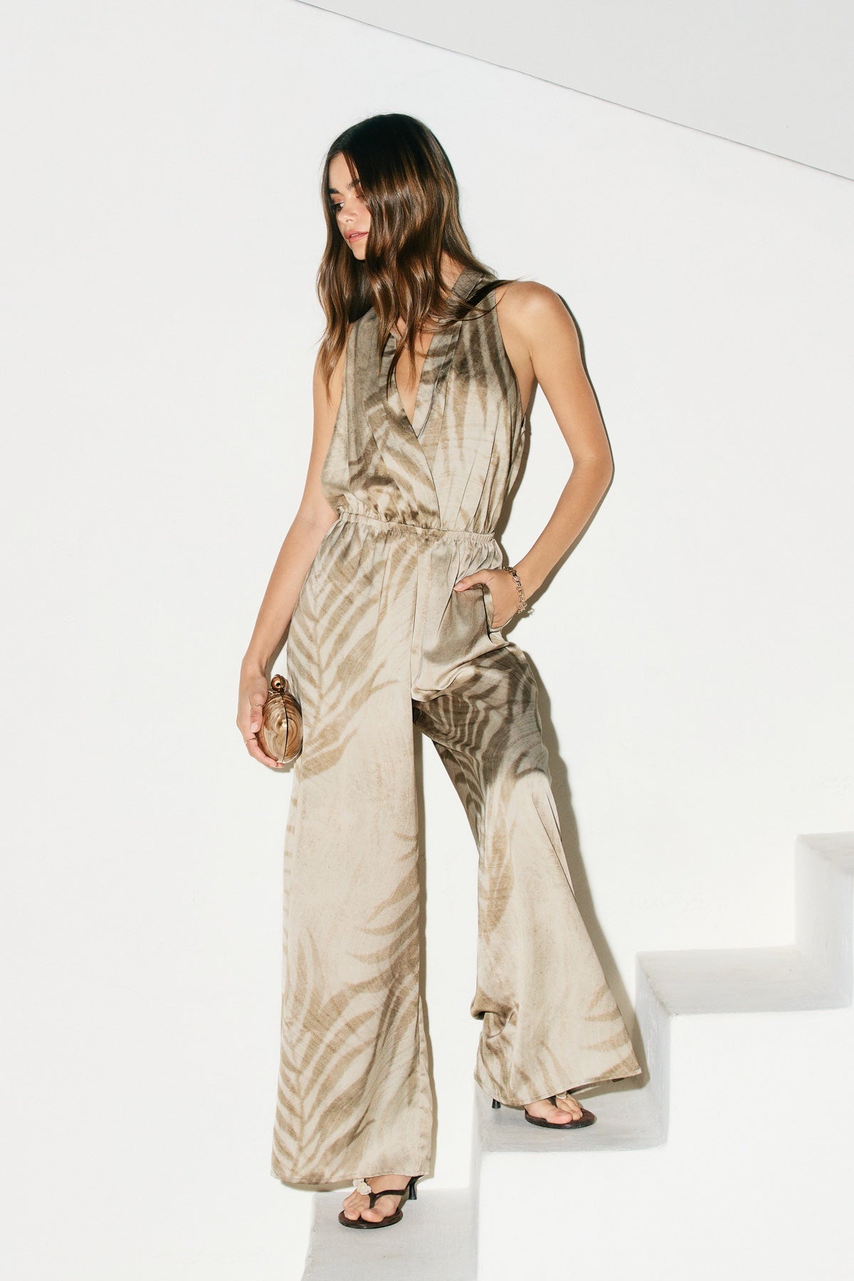 Dress Forum - Tropical Leaf Halter Neck Jumpsuit