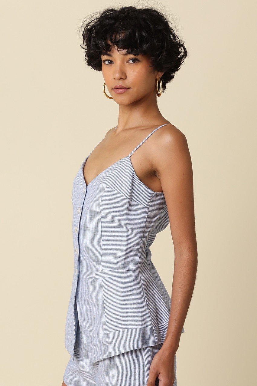 Olivaceous - Vera Linen Button Front Top
