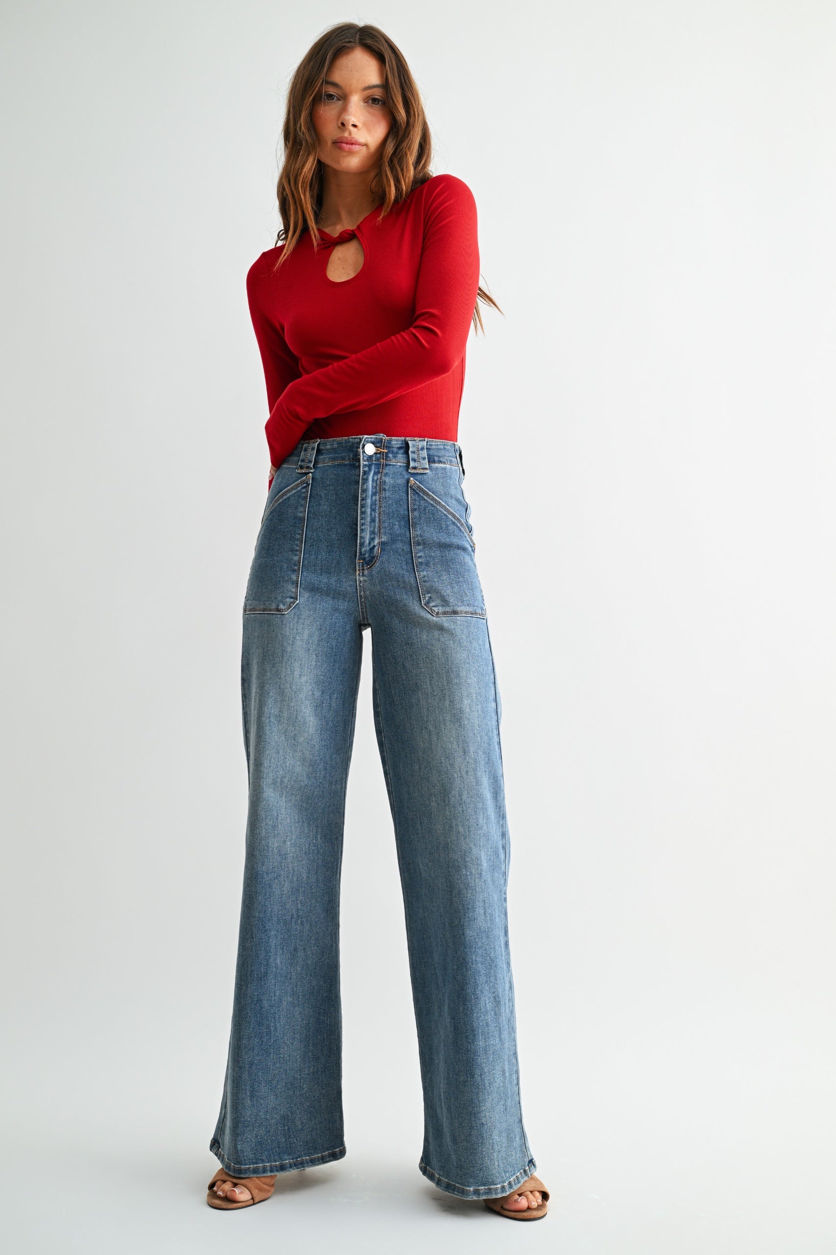 JUST BLACK DENIM - PATCH POCKET WIDE LEG