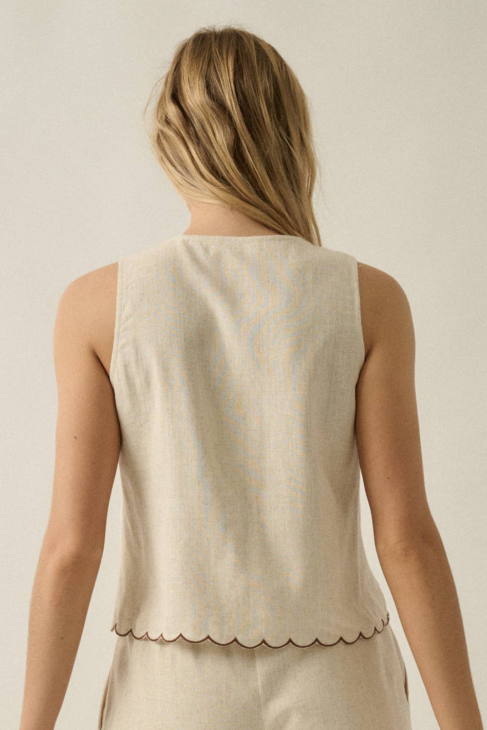 Promesa USA - Sunny Sands Tropical-Embroidered Tie-Front Vest