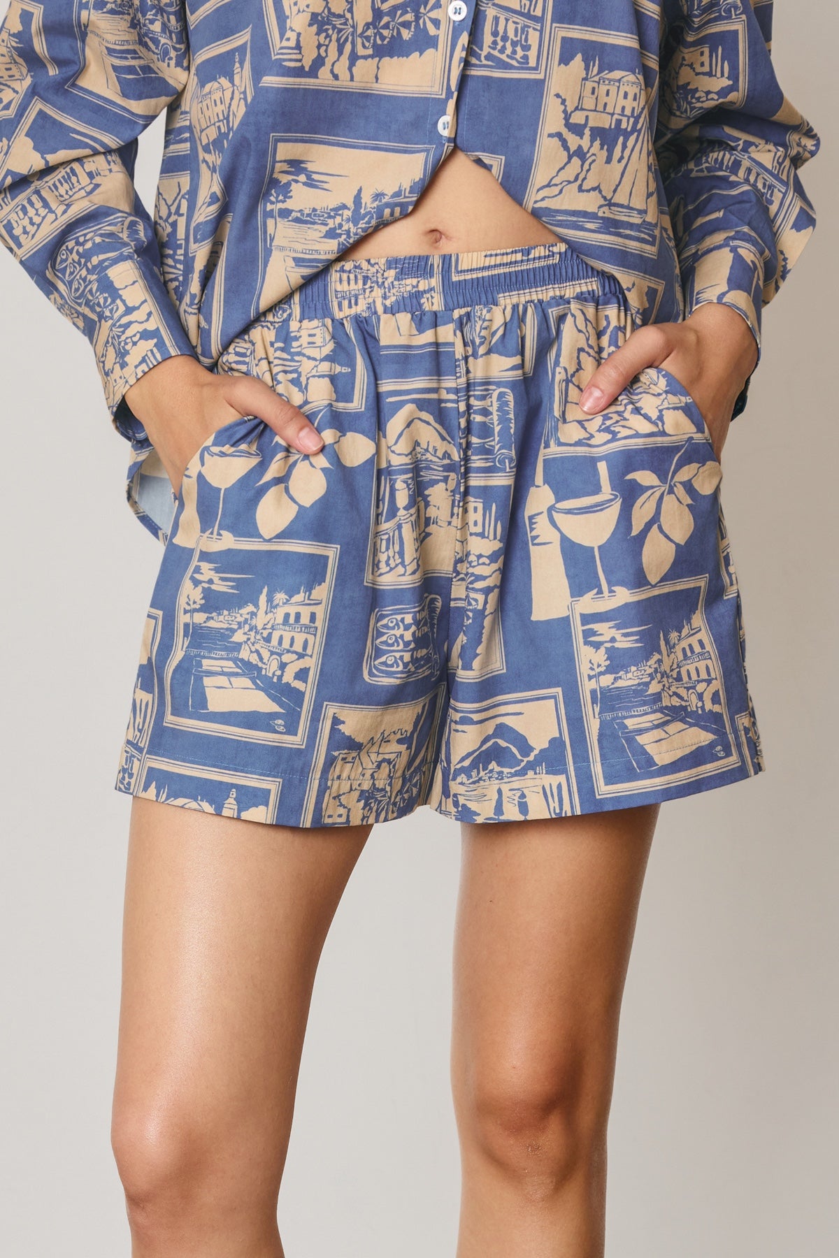 Dress Forum - Aegean Escape Print Relaxed Pull On Shorts