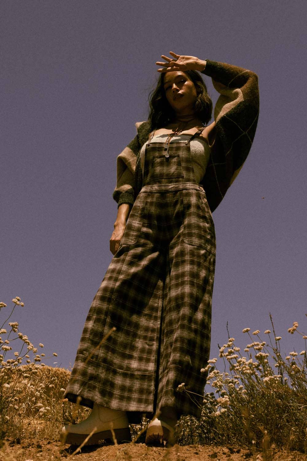 Promesa USA - Plaid Flannel Wide-Leg Overall Jumpsuit