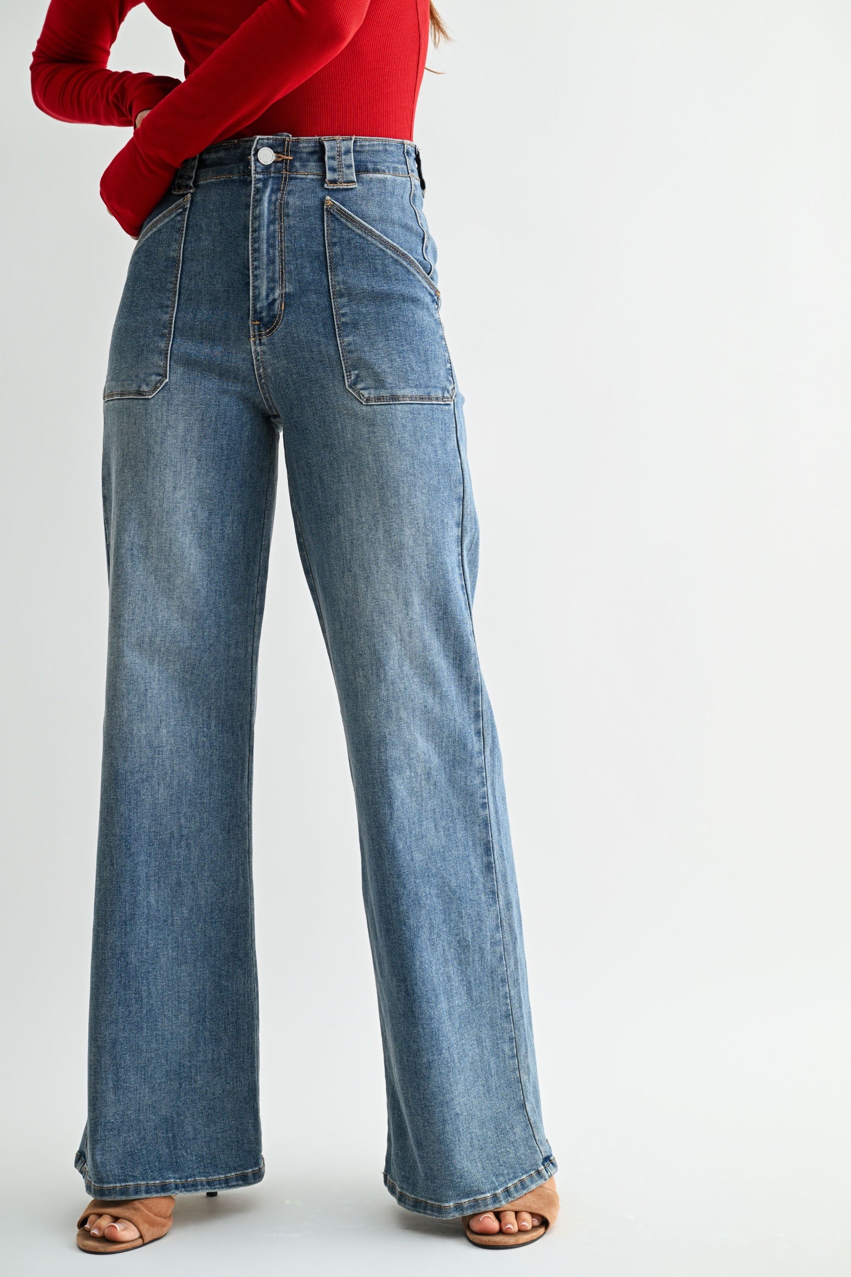 JUST BLACK DENIM - PATCH POCKET WIDE LEG