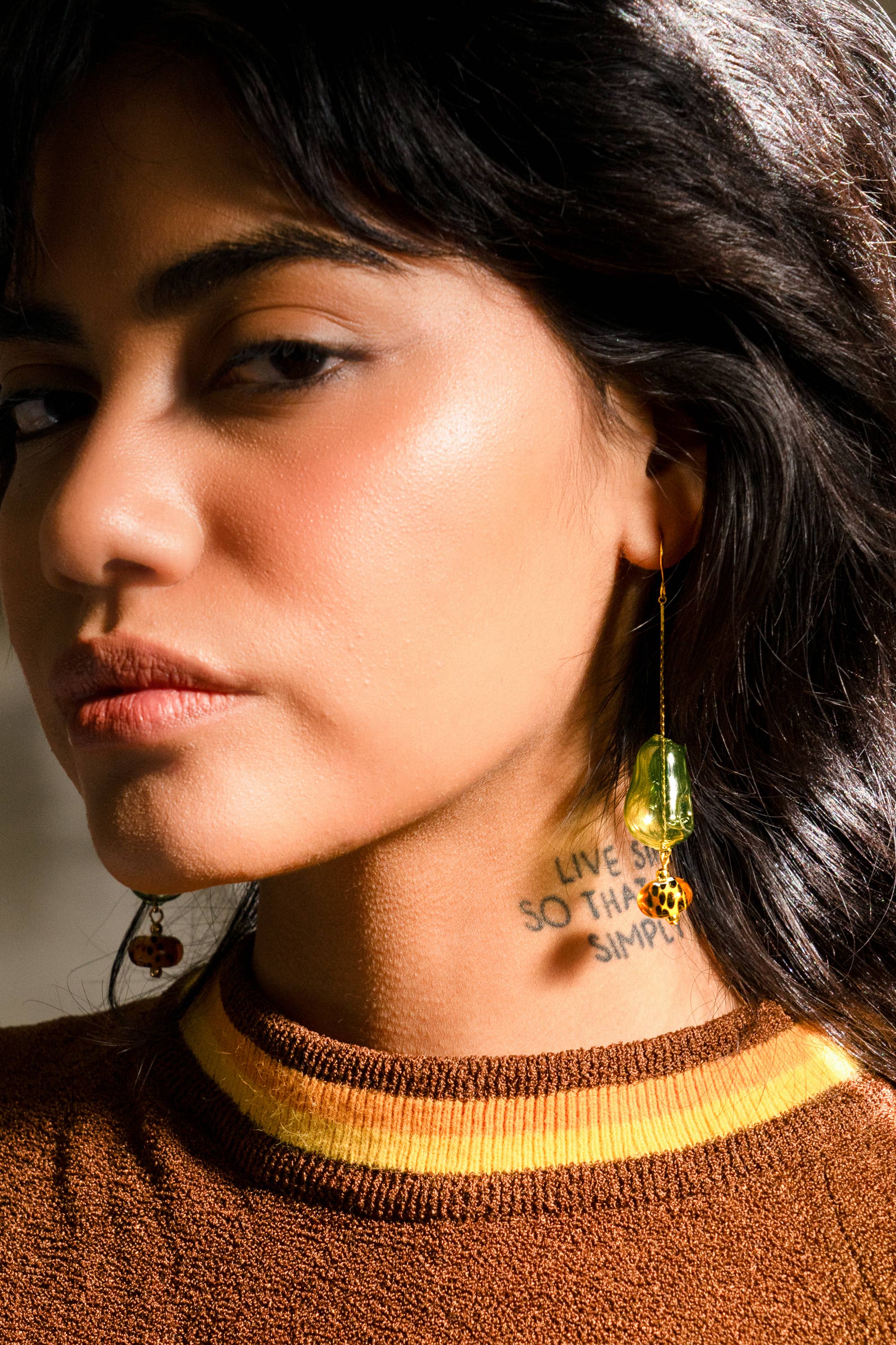 Peter and June - Lennox Dangle Earring - Hand Made Murano Green Glass