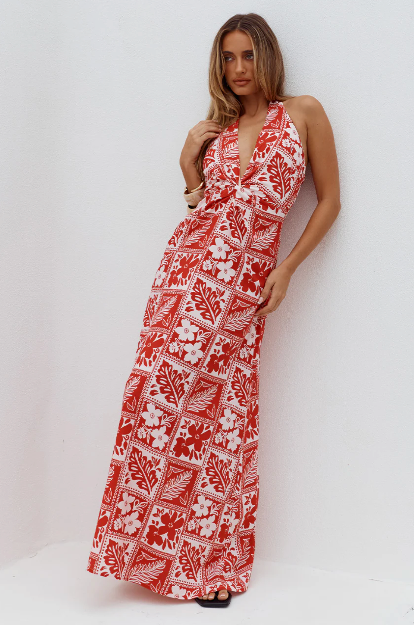 VACANZA RESORT  - ARLI DEEP PLUNGE MAXI DRESS