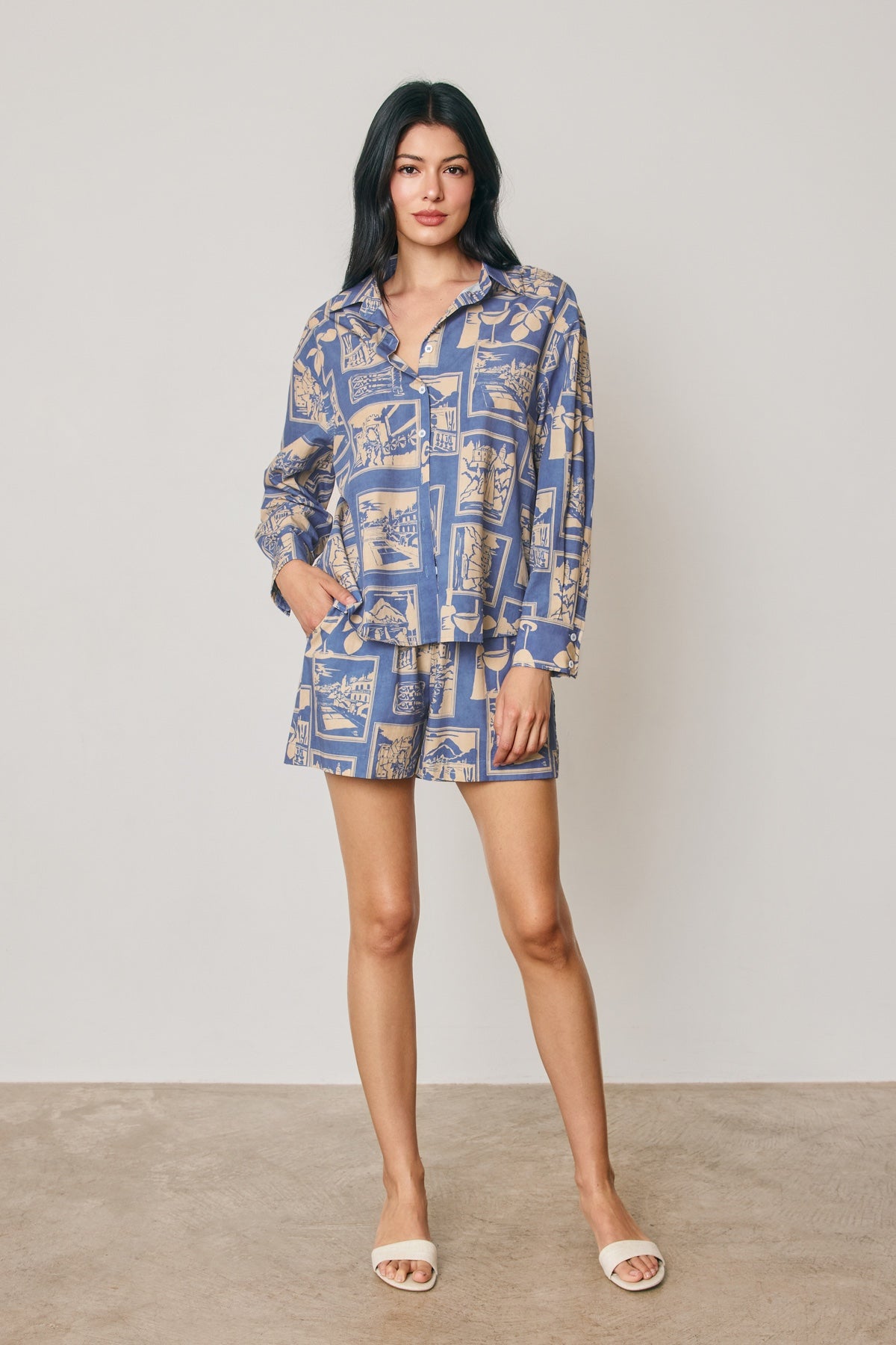 Dress Forum - Aegean Escape Print Relaxed Pull On Shorts