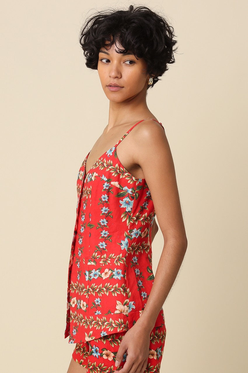 Olivaceous - Zoie Floral Button-front Top