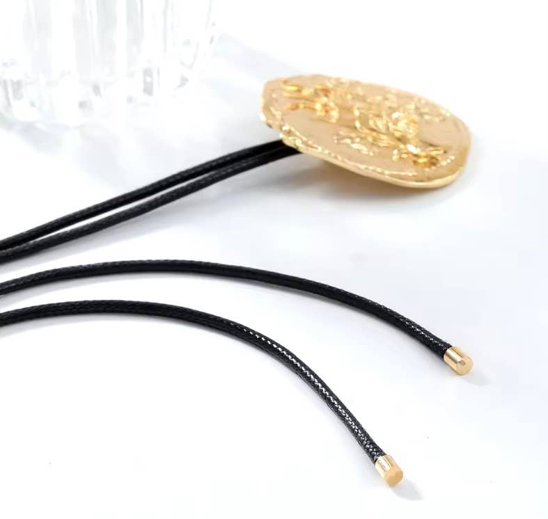HoopLa - Country Rose- 14K and PVD Cord Lariat Tassel Necklace