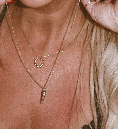 HoopLa - Cornicello horn 14K Steel -evil eye-Charm Necklace