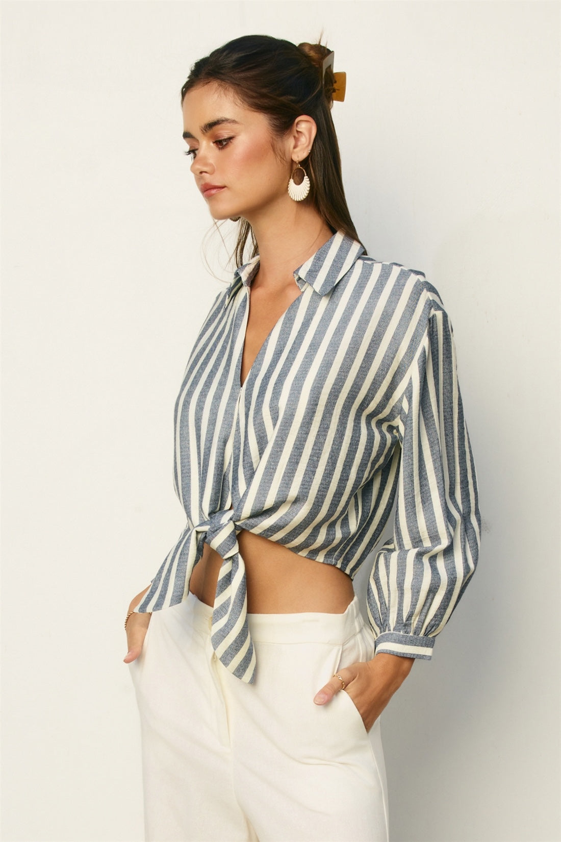Dress Forum - Nautical Stripe Knot Front Shirt