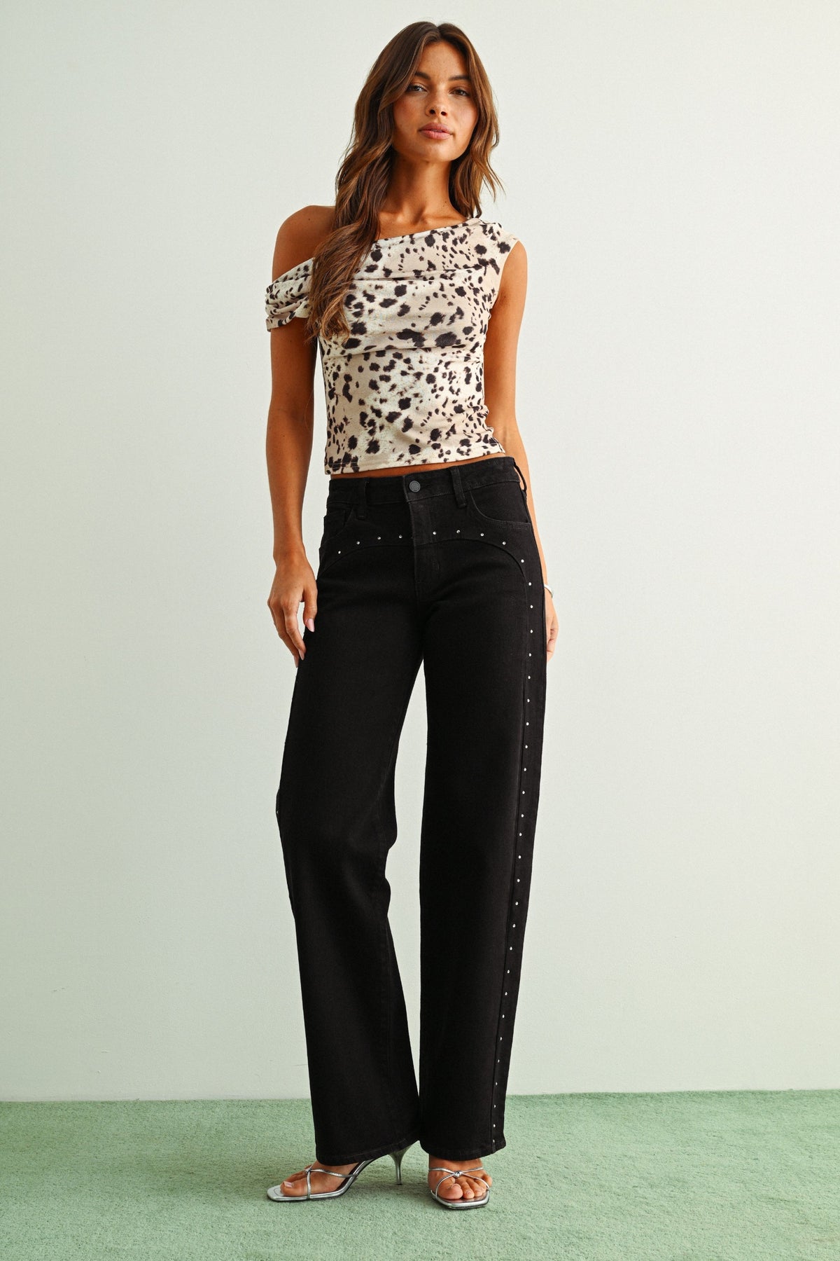 JUST BLACK DENIM - Western Rhinestone Straight-Leg Jeans