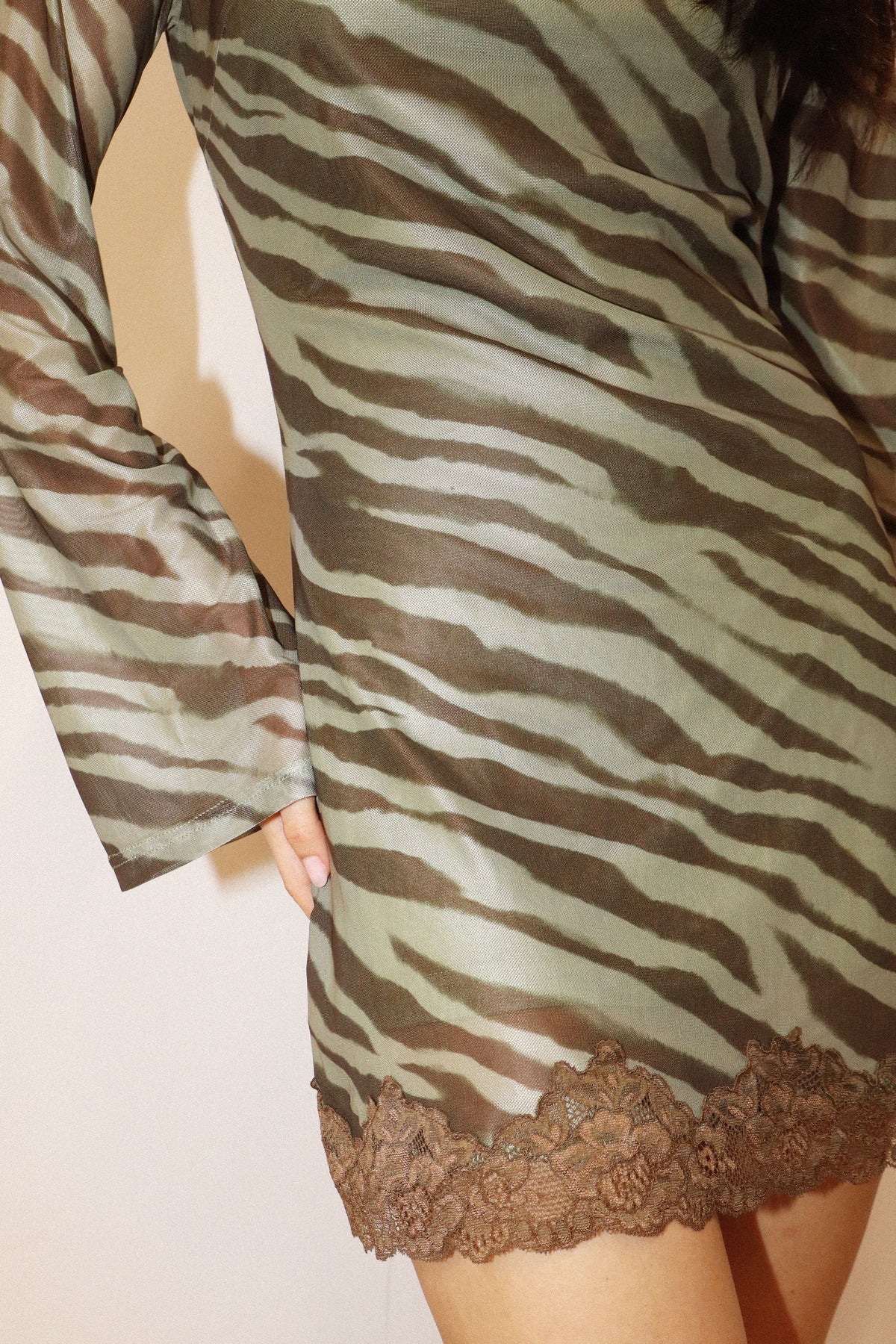 BAILEY ROSE - Zebra Mesh Mini Dress
