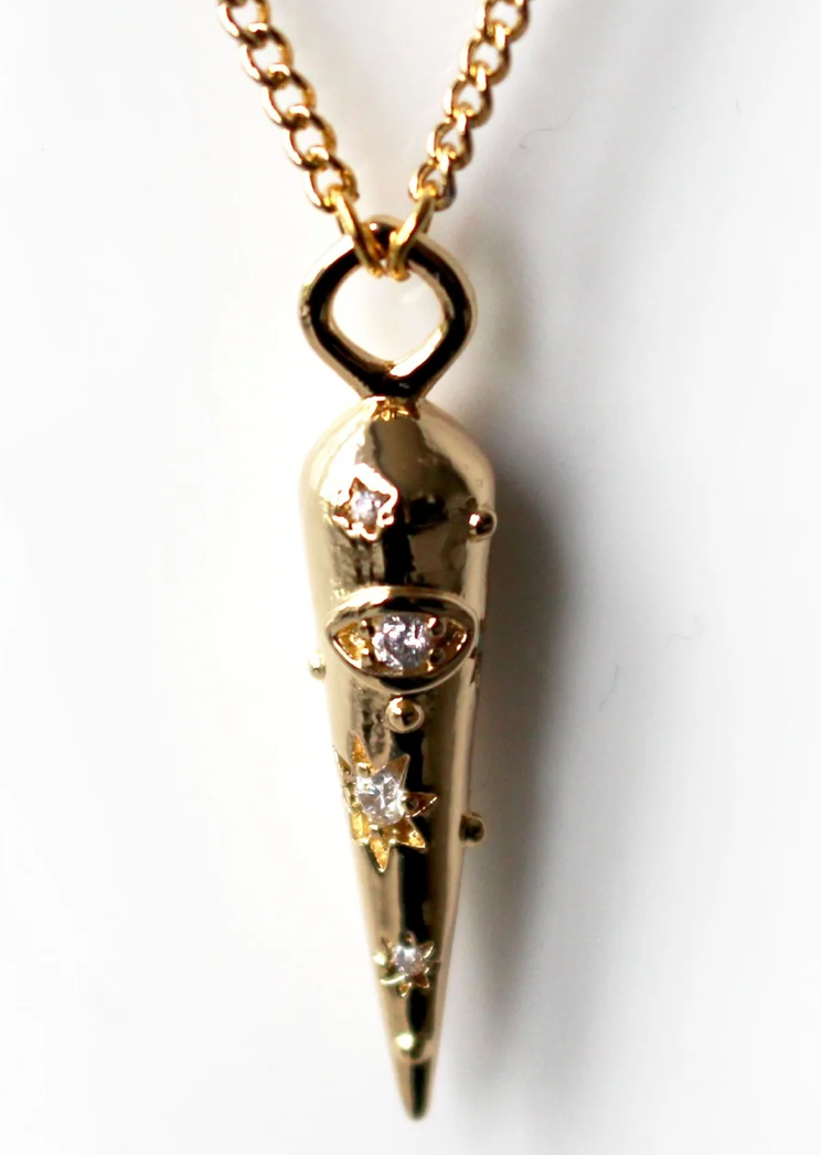HoopLa - Cornicello horn 14K Steel -evil eye-Charm Necklace