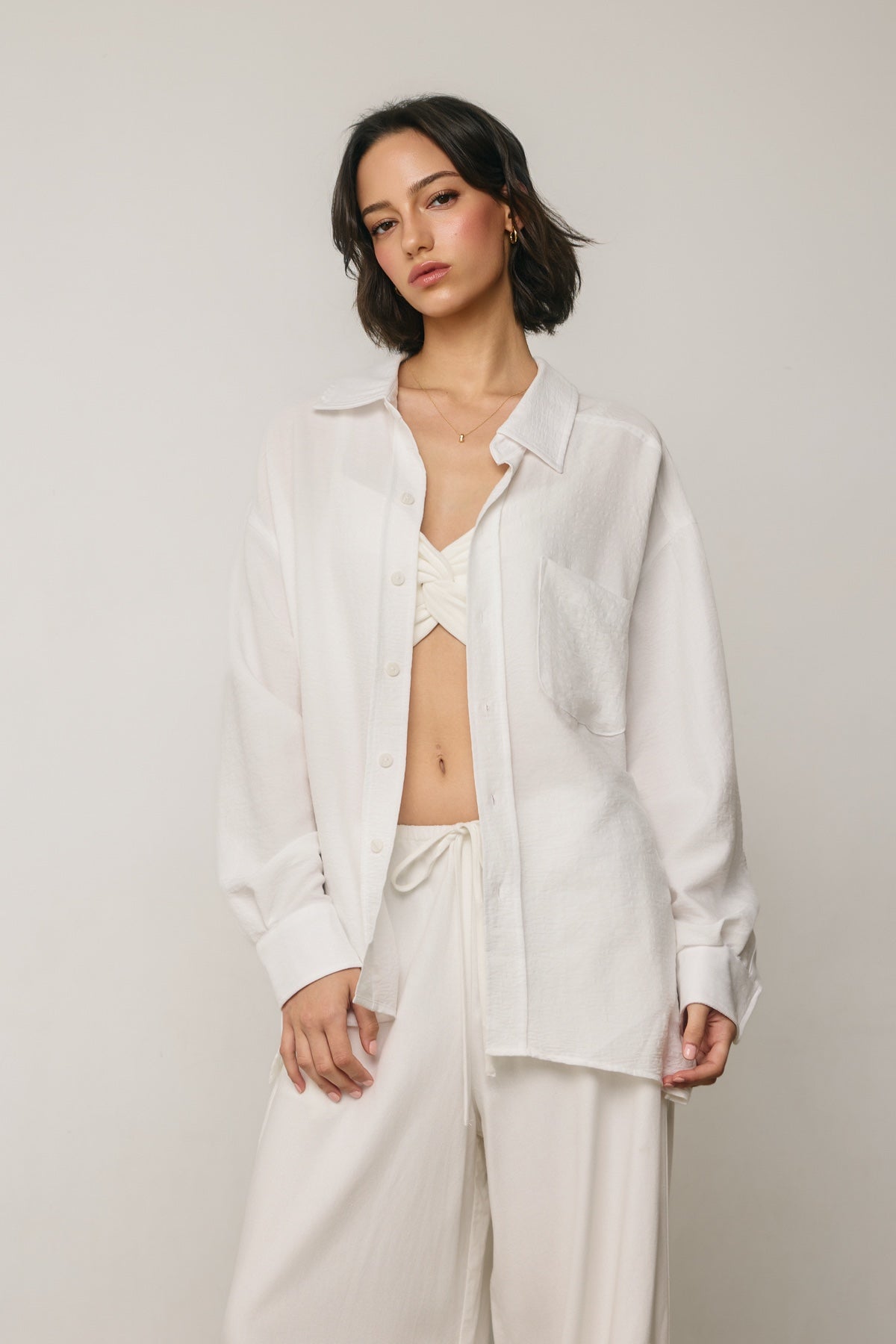Dress Forum - Textured Cotton Blend Oversized Shirt
