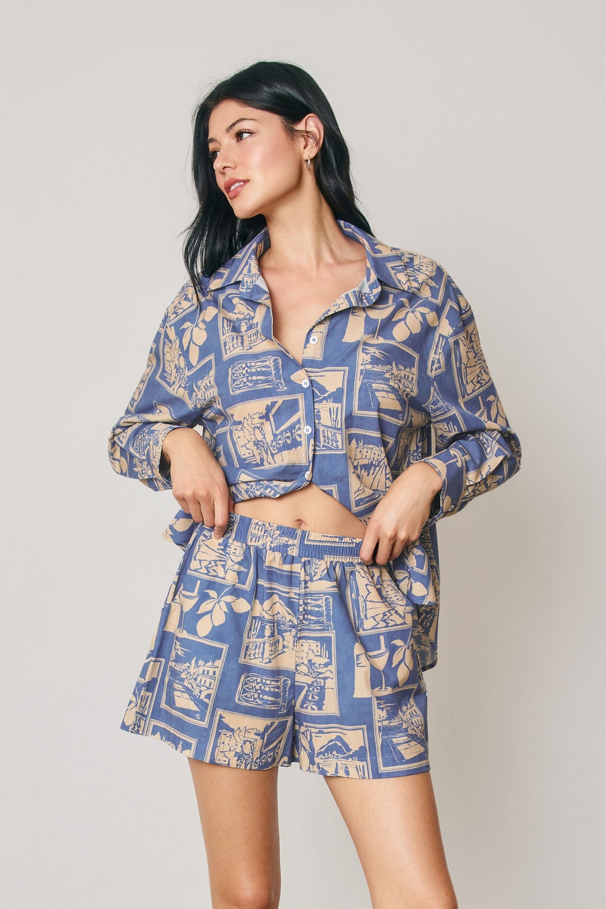 Dress Forum - Aegean Escape Print Relaxed Pull On Shorts