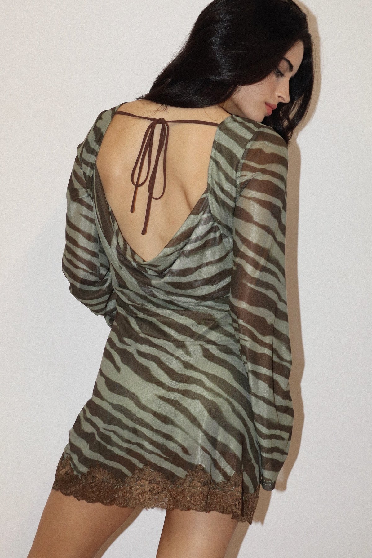 BAILEY ROSE - Zebra Mesh Mini Dress