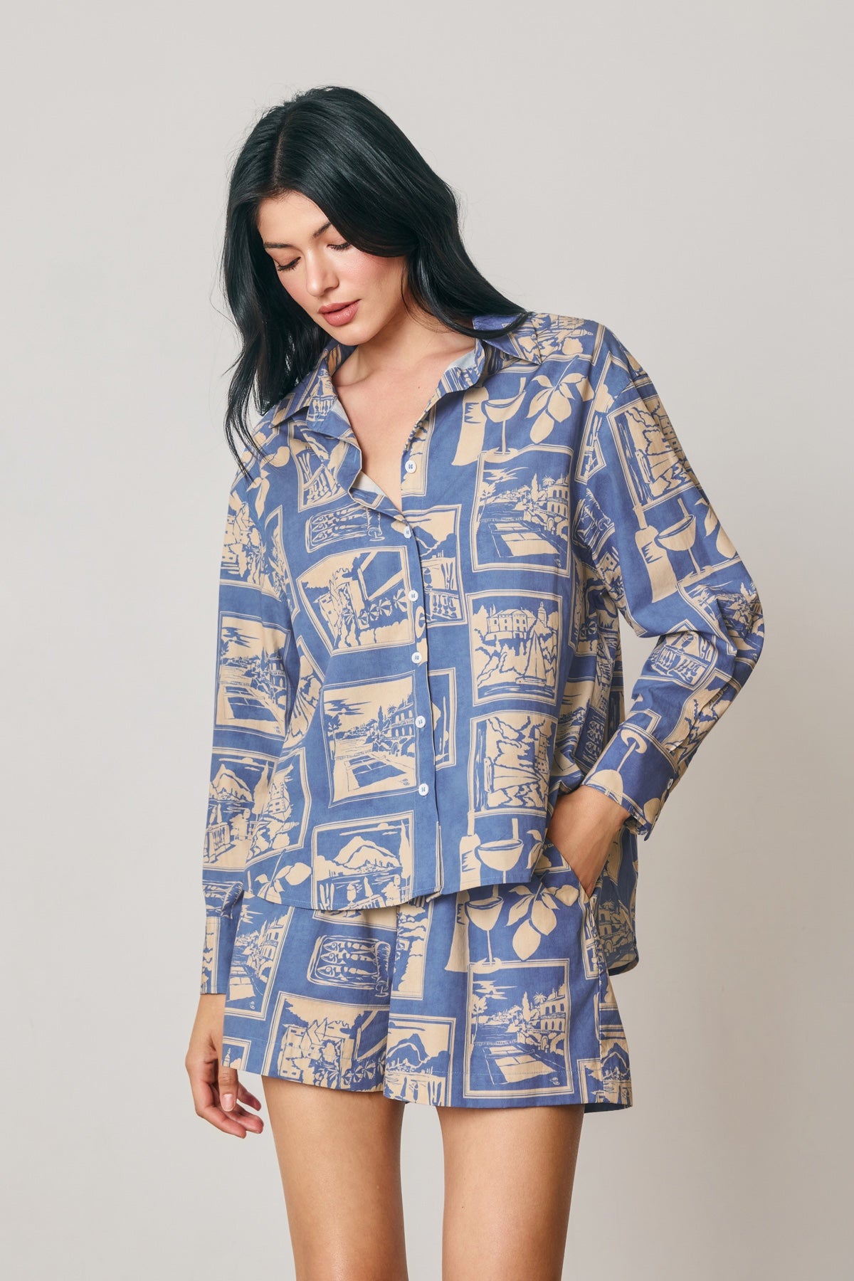 DRESS FORUM - Aegean Escape Oversized Button Down Shirt