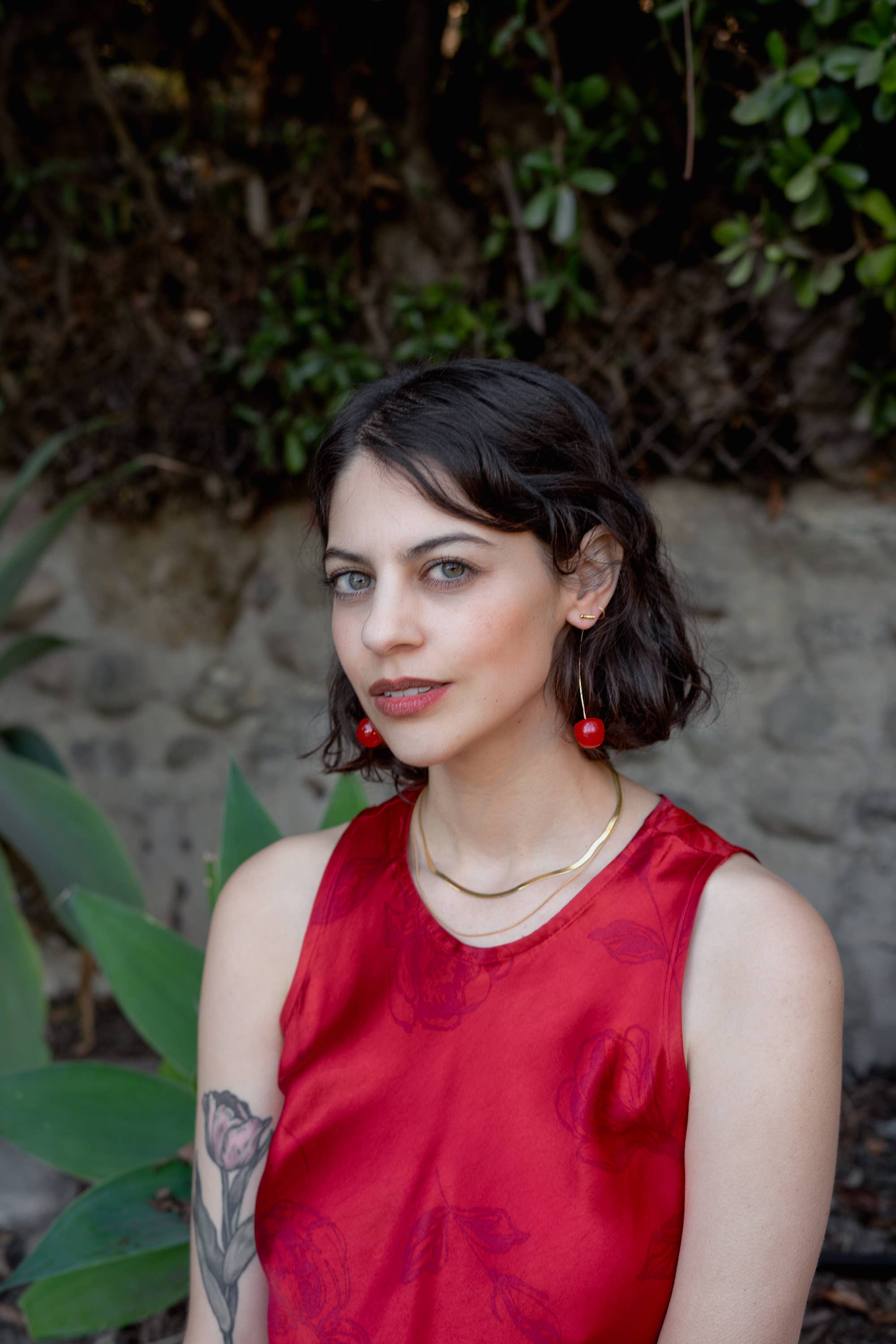 Peter and June - Cherry Threader Earrings - 18K Gold Plated/Resin