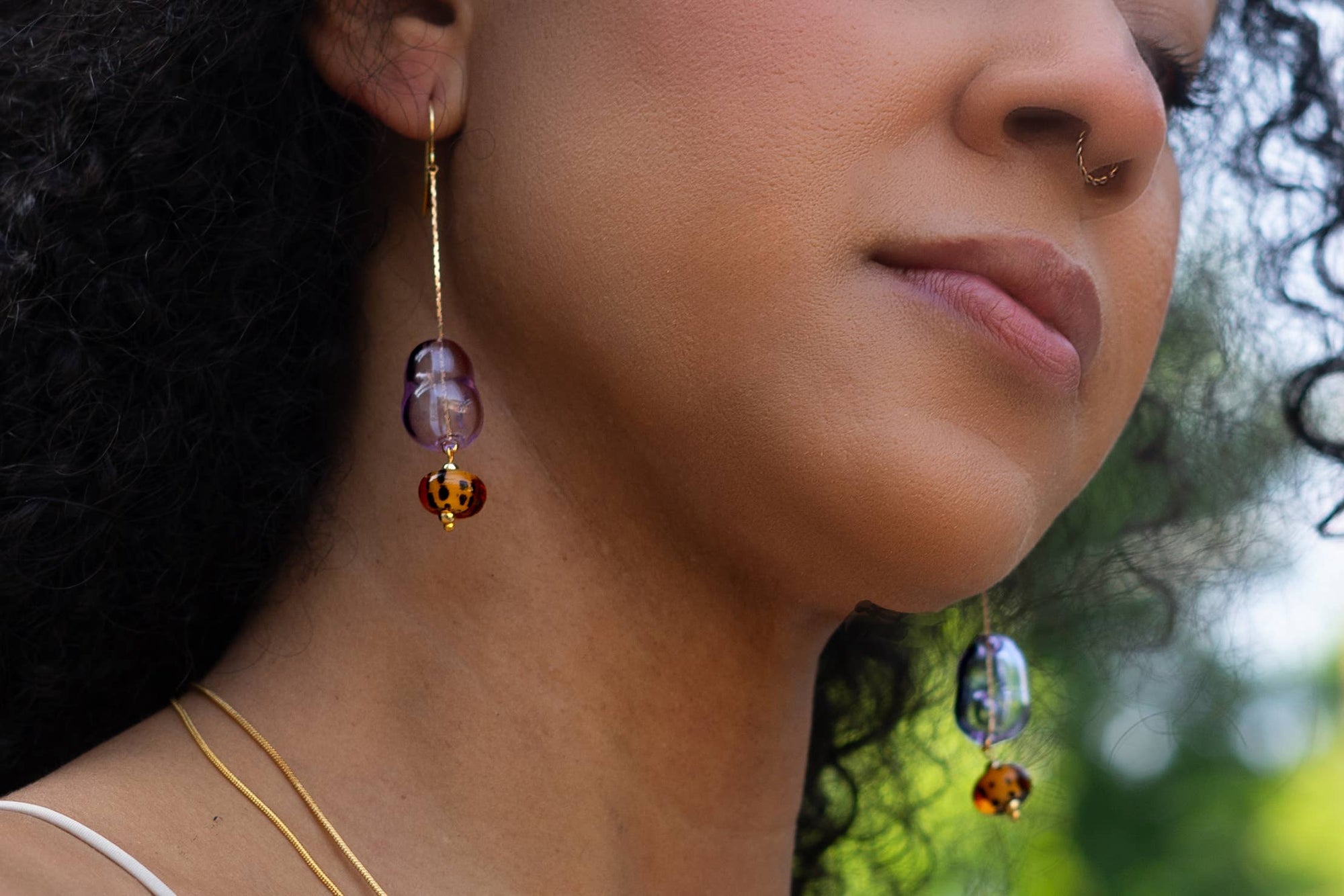 Peter and June - Lennox Dangle Earring - Hand Made Murano Lilac Glass