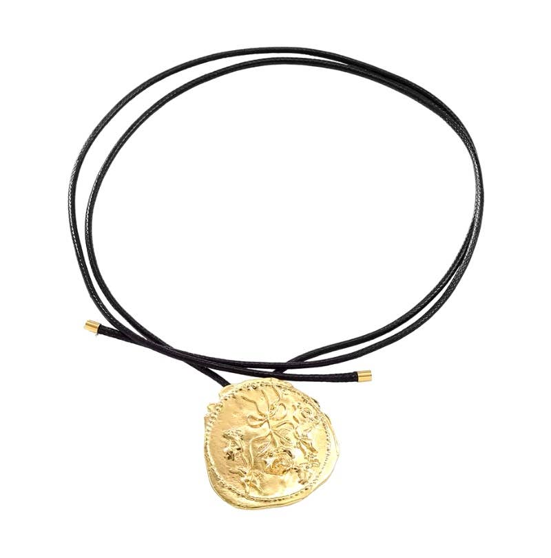 HoopLa - Country Rose- 14K and PVD Cord Lariat Tassel Necklace