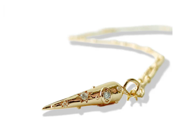 HoopLa - Cornicello horn 14K Steel -evil eye-Charm Necklace