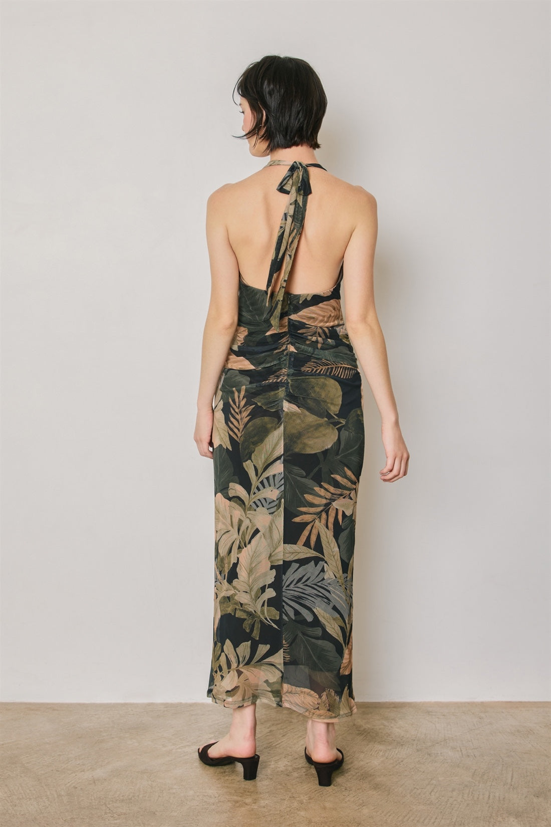 Dress Forum - Kamari Palm Halter Mesh Maxi Dress