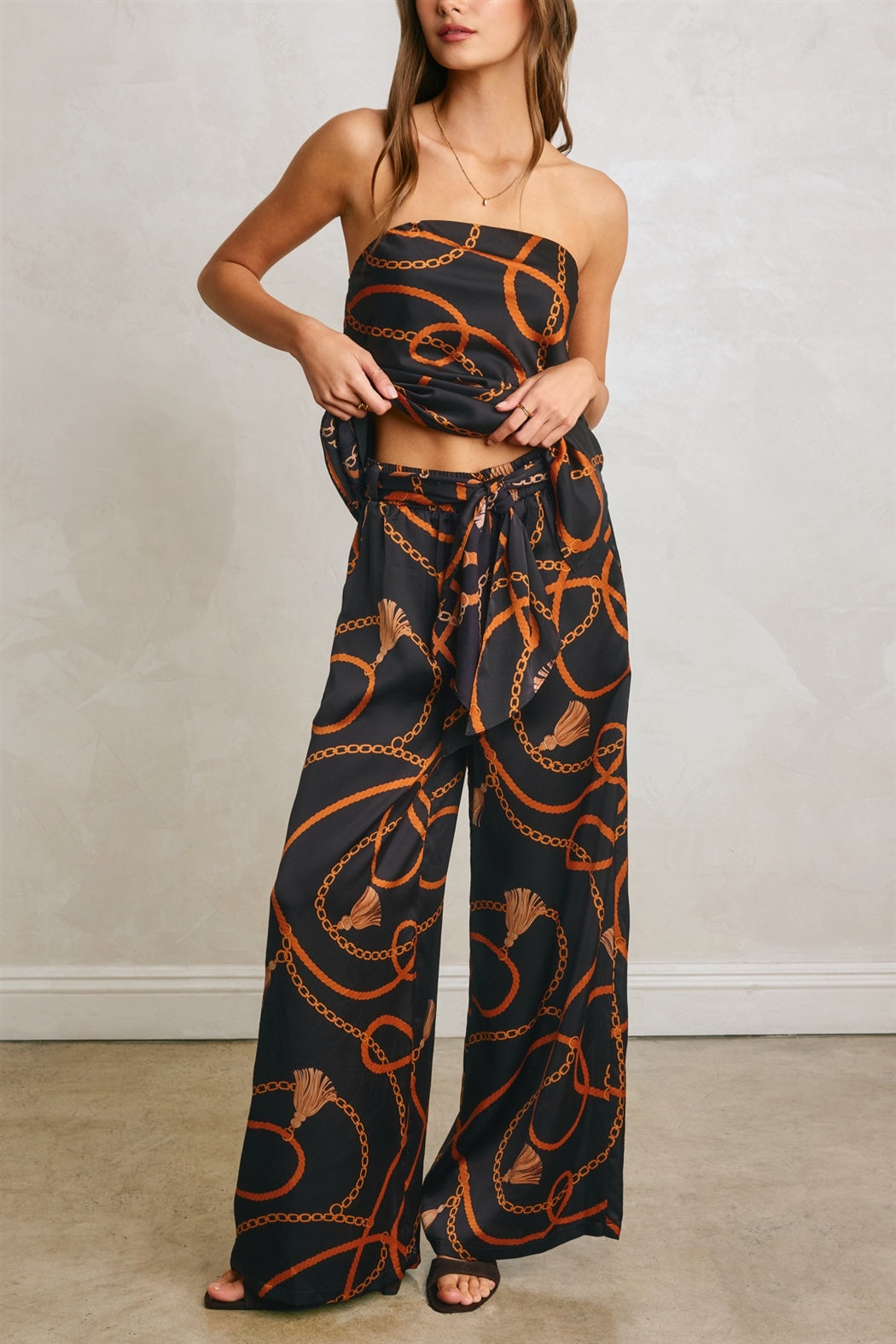 DRESS FORUM - Conversational Satin Wide Leg Pants