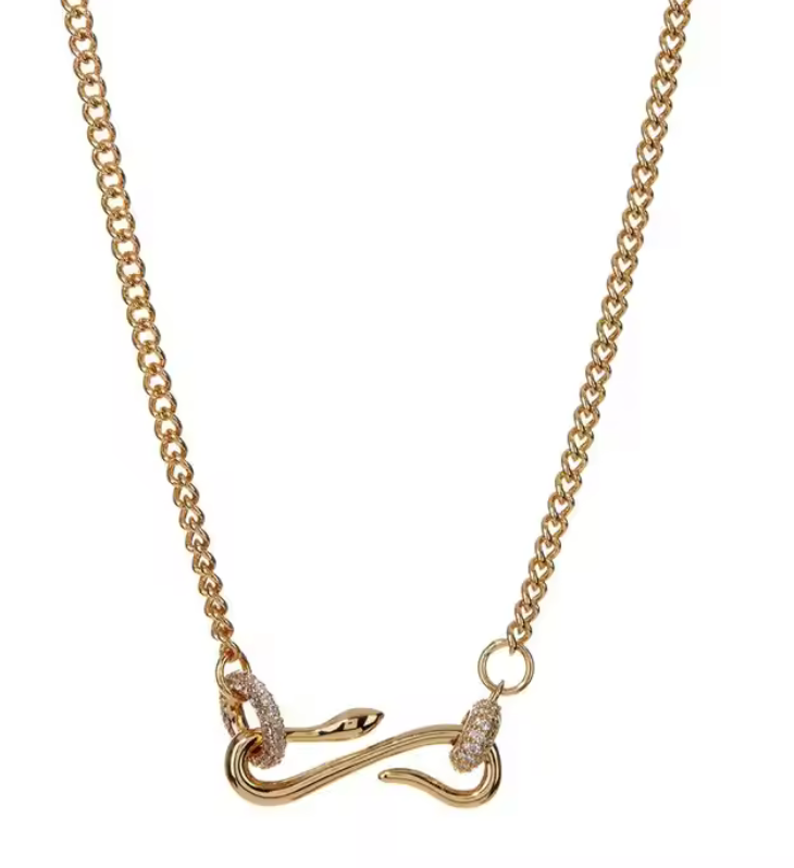 HoopLa - Snake Serpent Pendant Pavé Charm Necklace