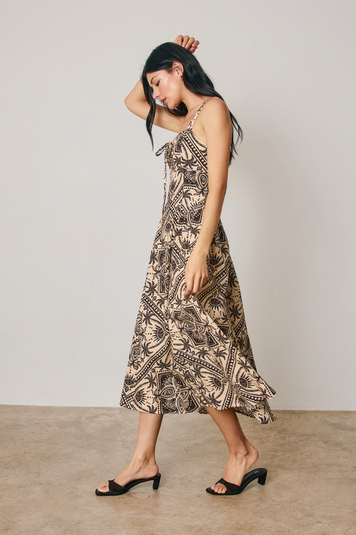 Dress Forum - Maui Sands Paisley Scarf Ruched Cutout Midi Dress