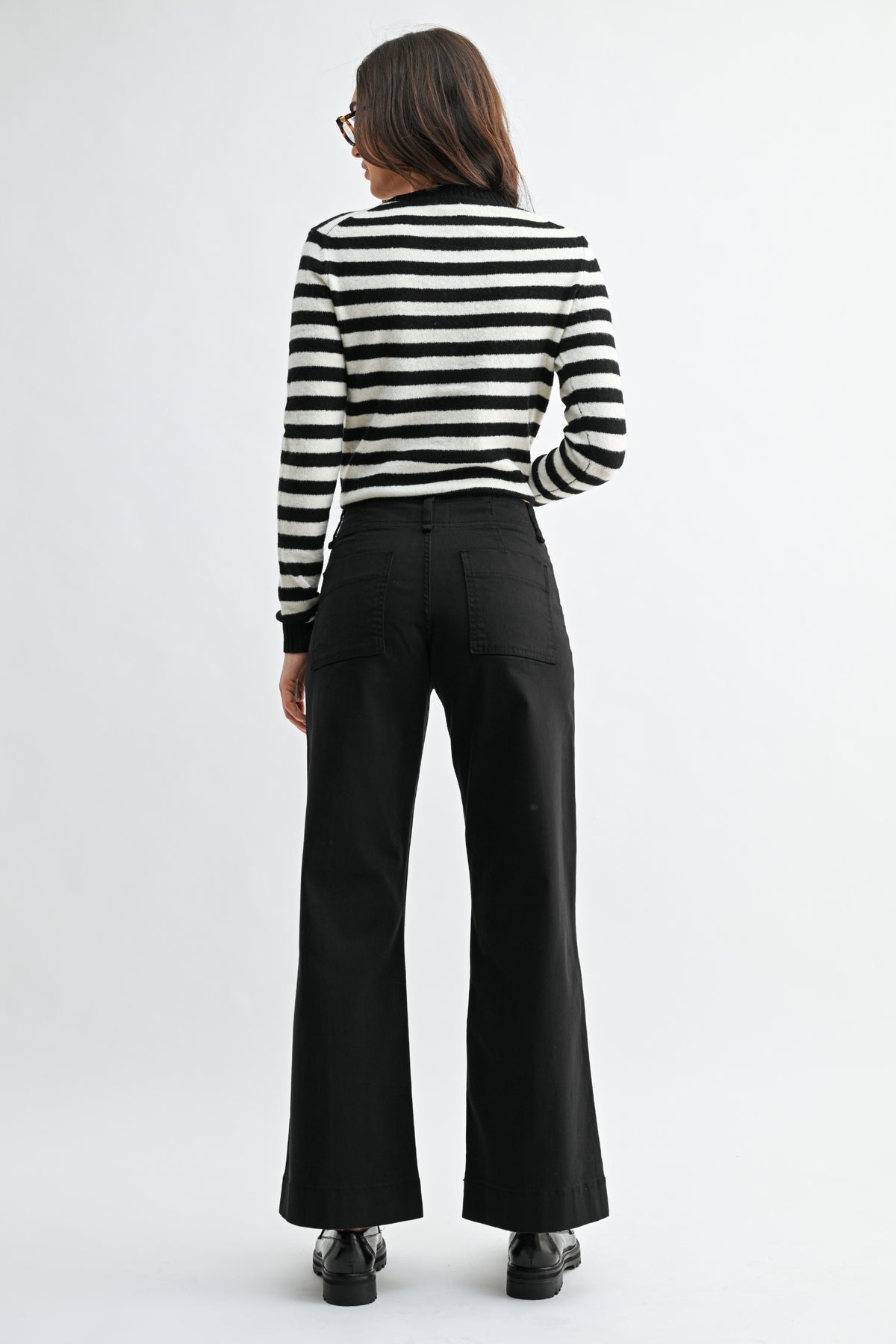 JUST BLACK DENIM - Twill Wide Leg Trouser Pant