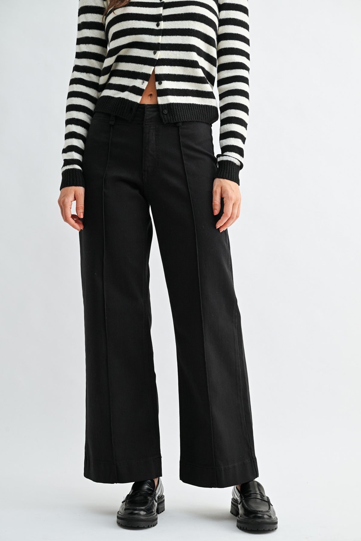 JUST BLACK DENIM - Twill Wide Leg Trouser Pant