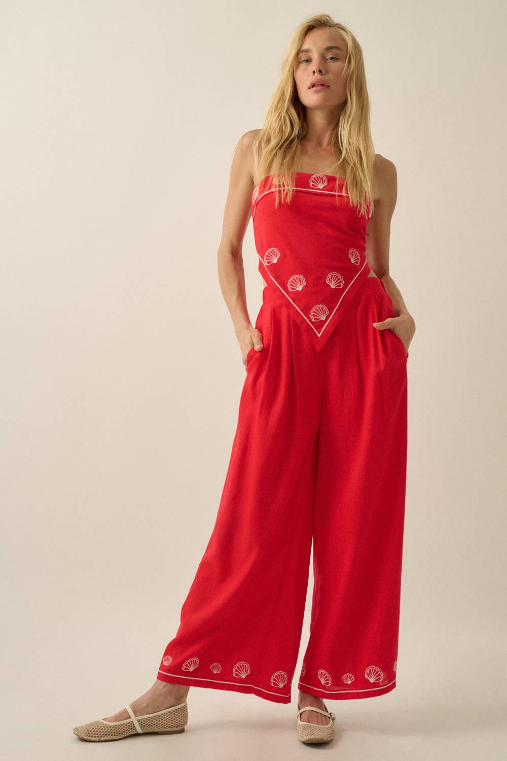 Promesa USA - Shore Thing Sell-Embroidered Strapless Bandana Top