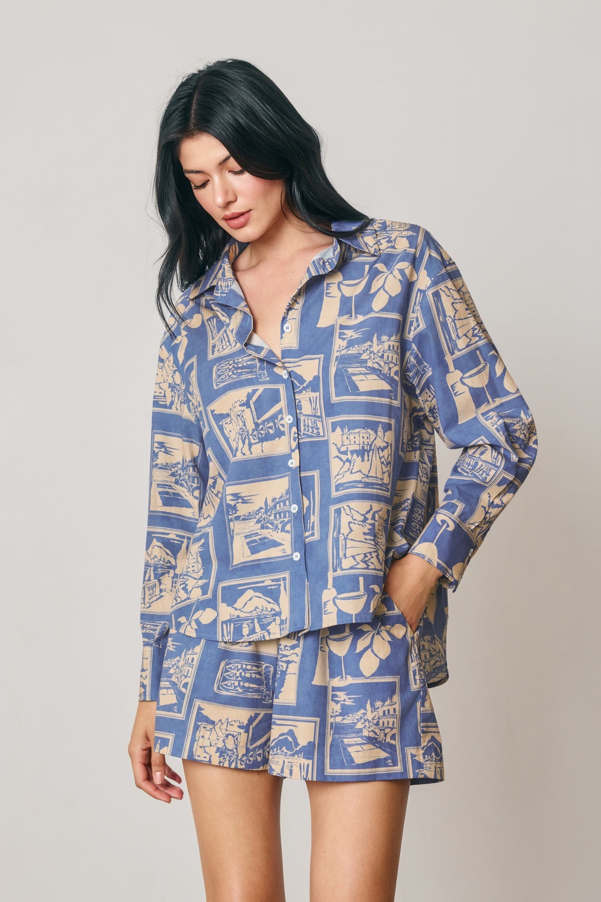 Dress Forum - Aegean Escape Print Relaxed Pull On Shorts
