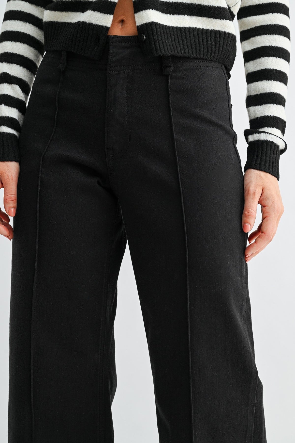 JUST BLACK DENIM - Twill Wide Leg Trouser Pant