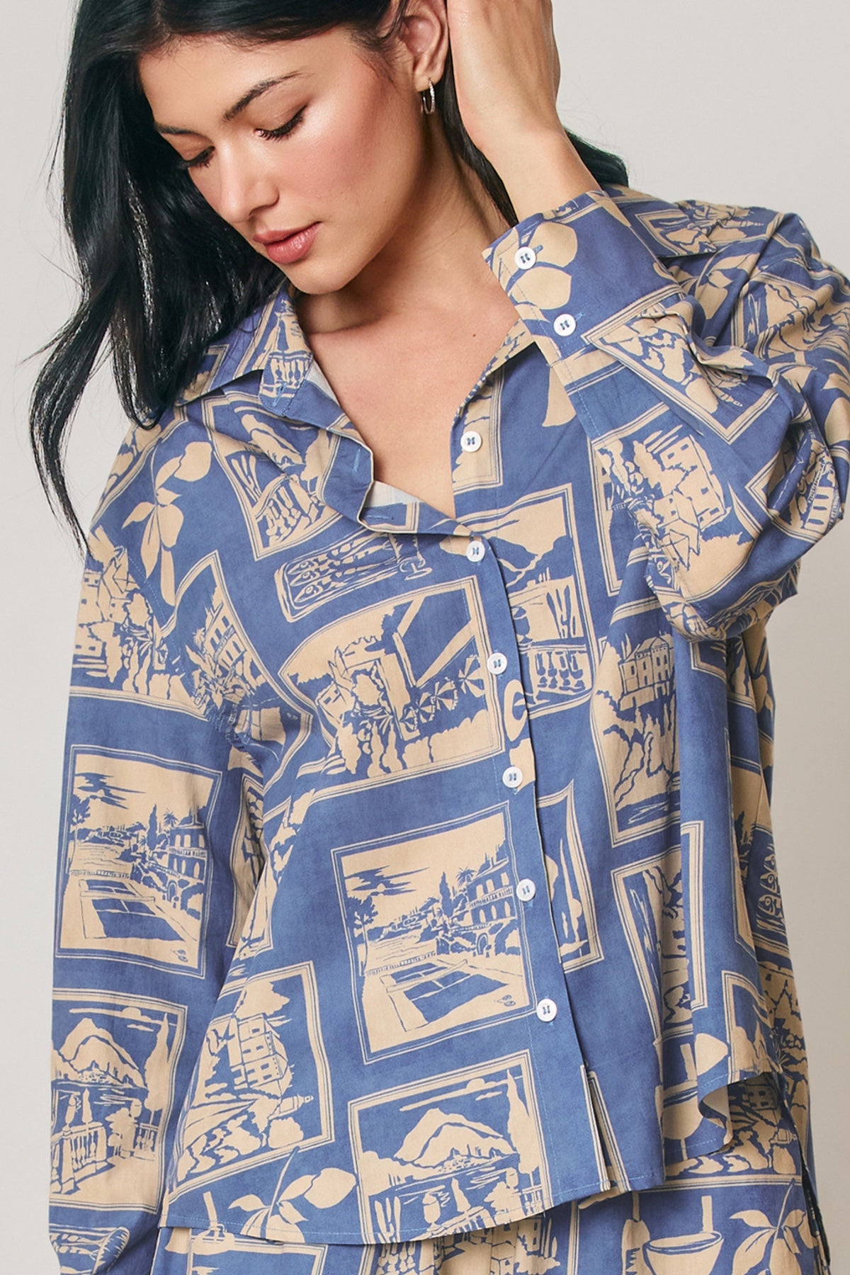 DRESS FORUM - Aegean Escape Oversized Button Down Shirt
