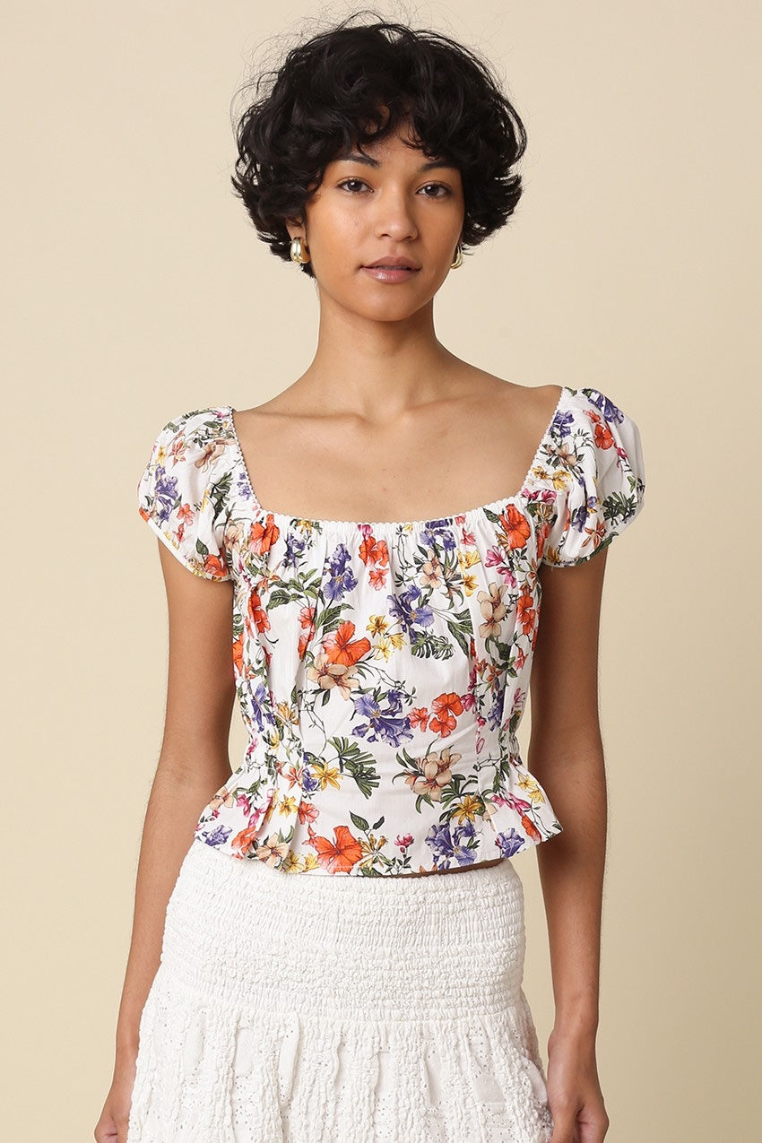 Olivaceous - Adeline Floral Peplum Top