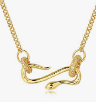 HoopLa - Snake Serpent Pendant Pavé Charm Necklace