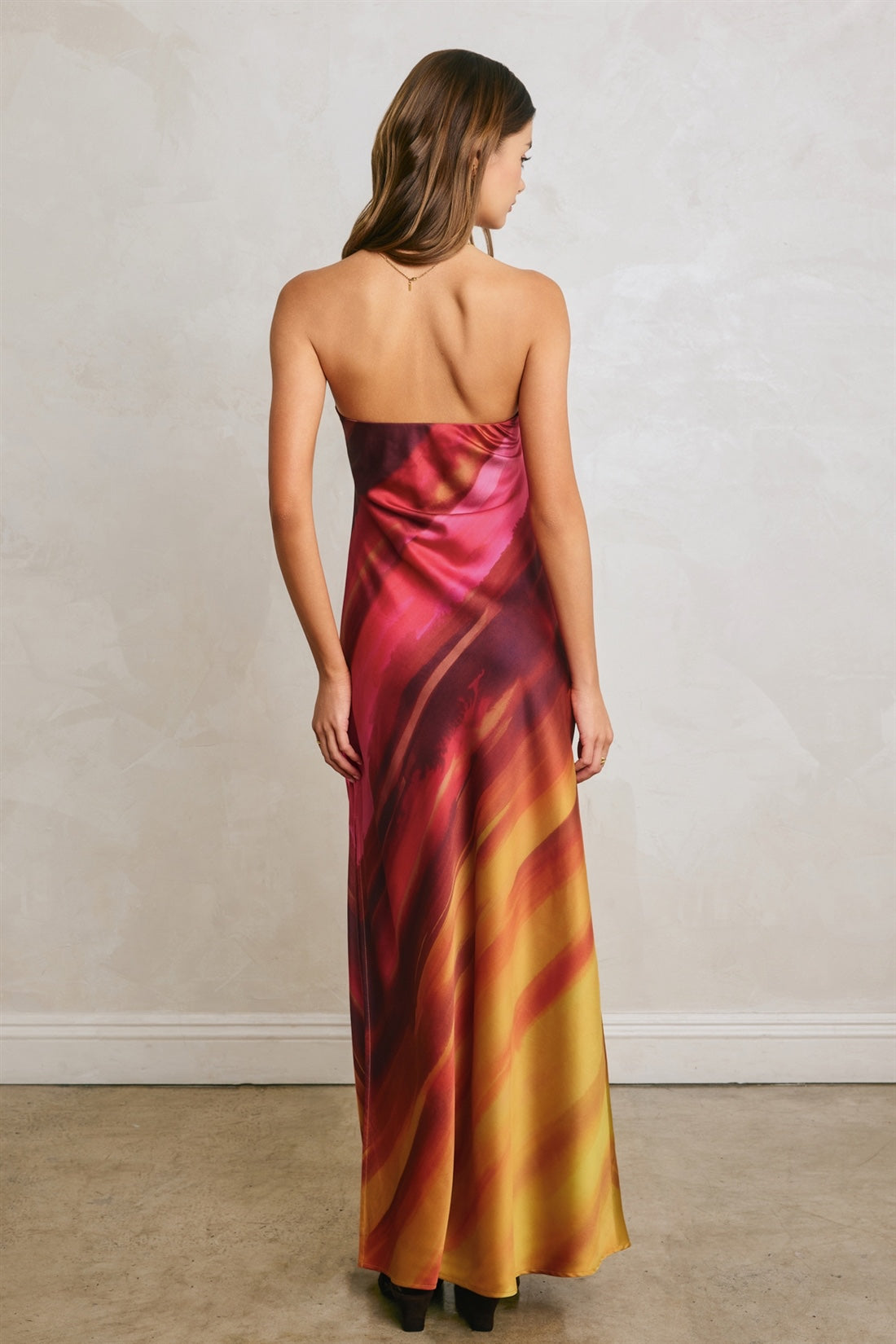 Dress Forum - Golden Sunset Watercolor Strapless Maxi