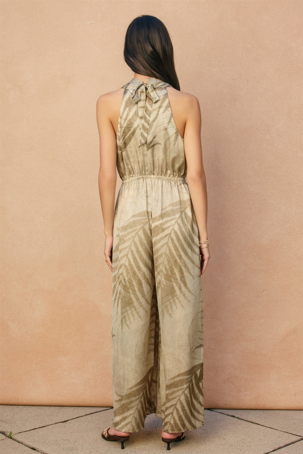 Dress Forum - Tropical Leaf Halter Neck Jumpsuit