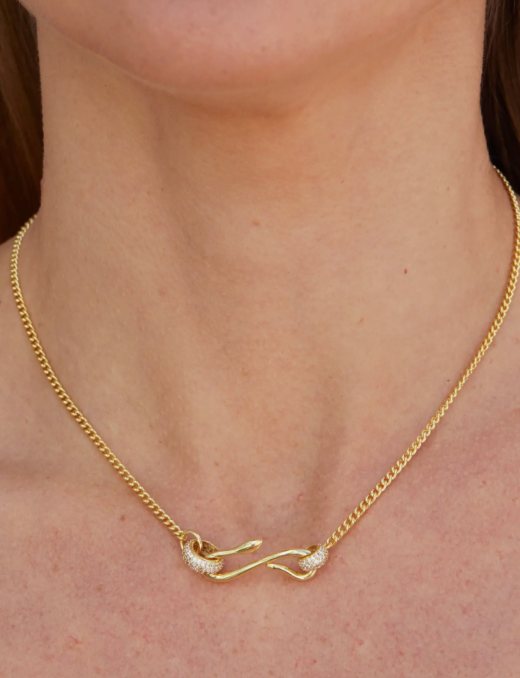 HoopLa - Snake Serpent Pendant Pavé Charm Necklace