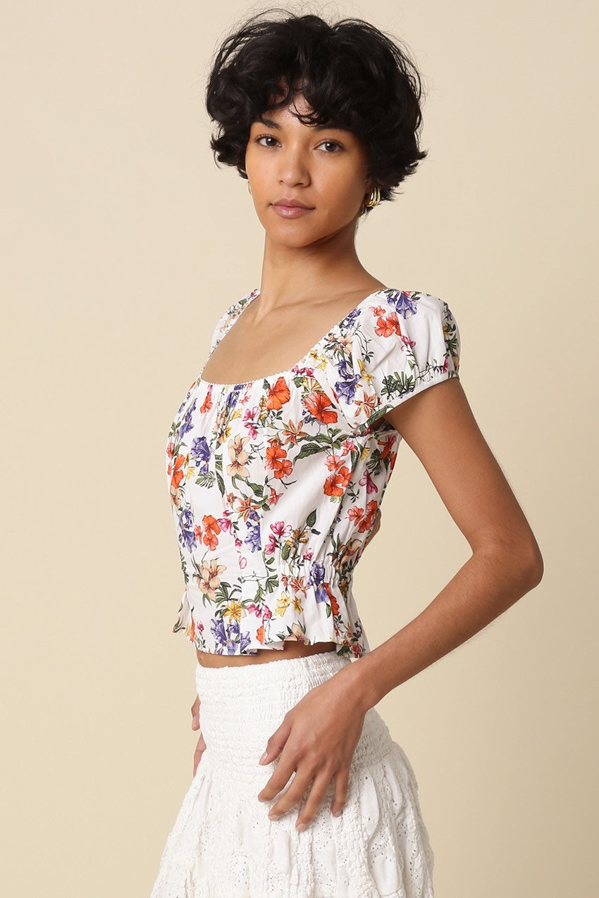 Olivaceous - Adeline Floral Peplum Top