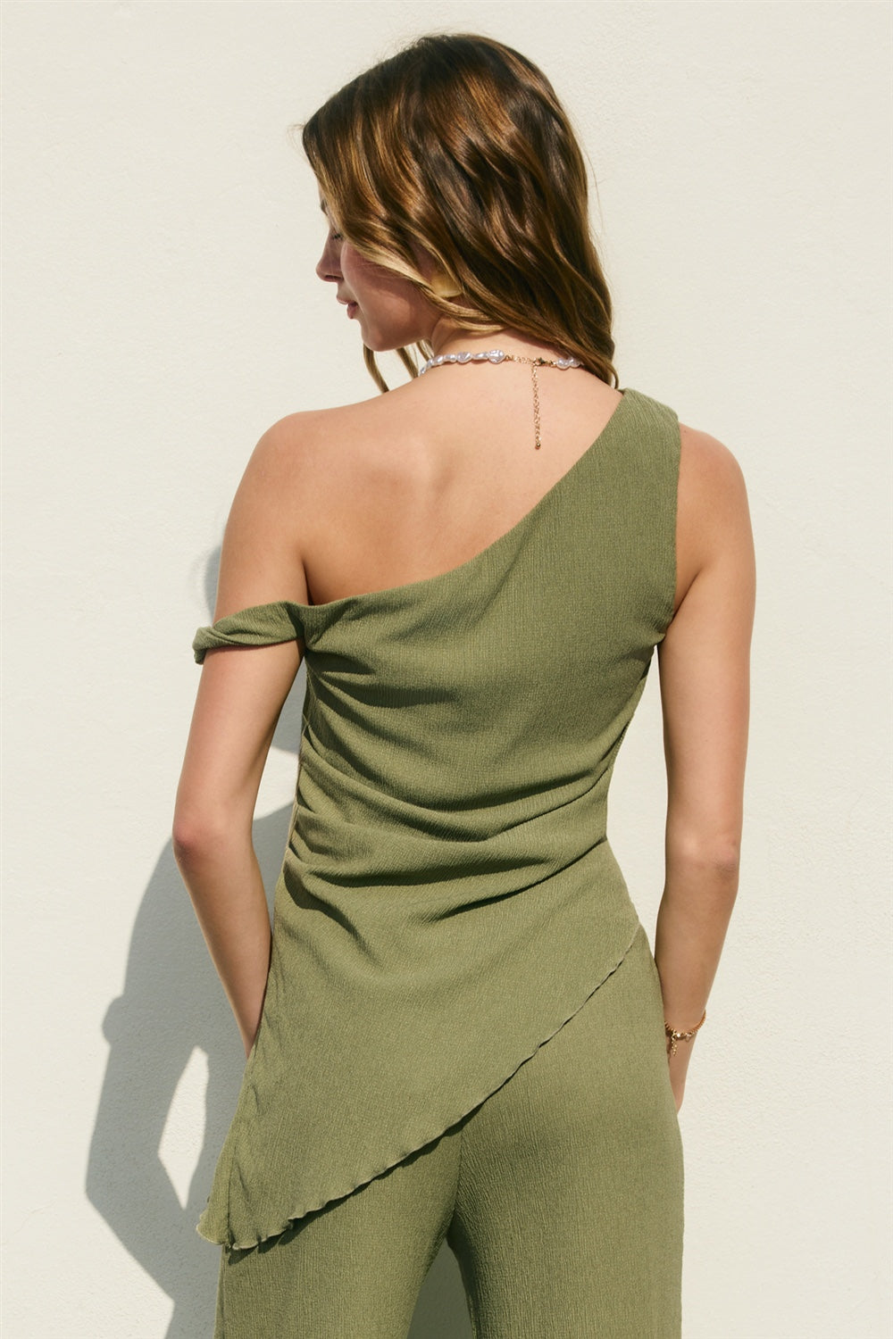 Dress Forum - Heaven Sent One Shoulder Ruched Top Sage
