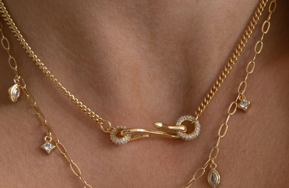 HoopLa - Snake Serpent Pendant Pavé Charm Necklace