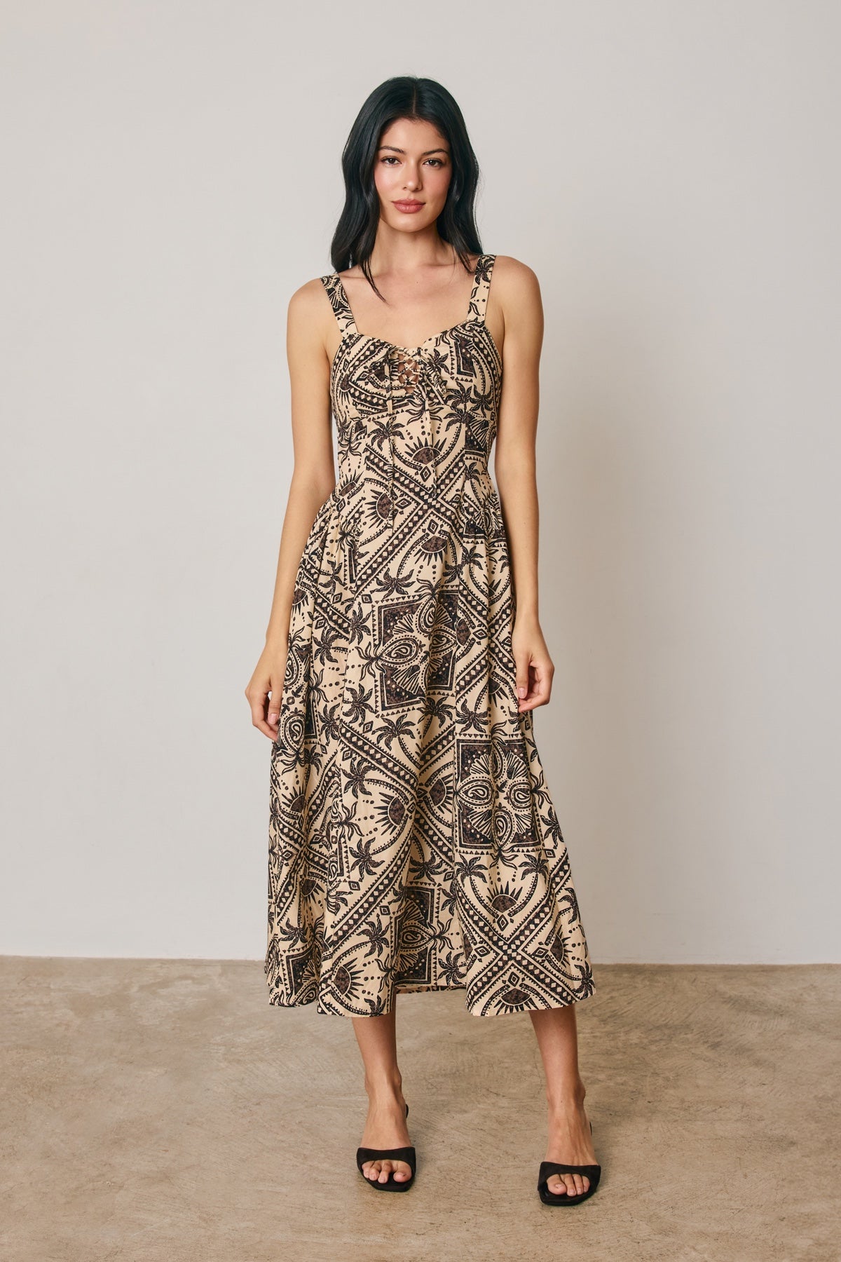 Dress Forum - Maui Sands Paisley Scarf Ruched Cutout Midi Dress