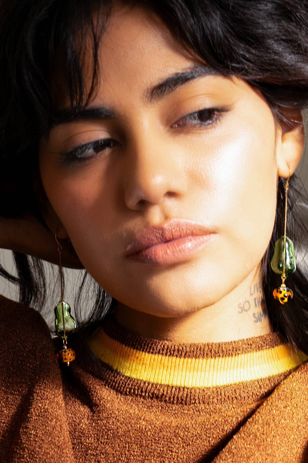 Peter and June - Lennox Dangle Earring - Hand Made Murano Green Glass