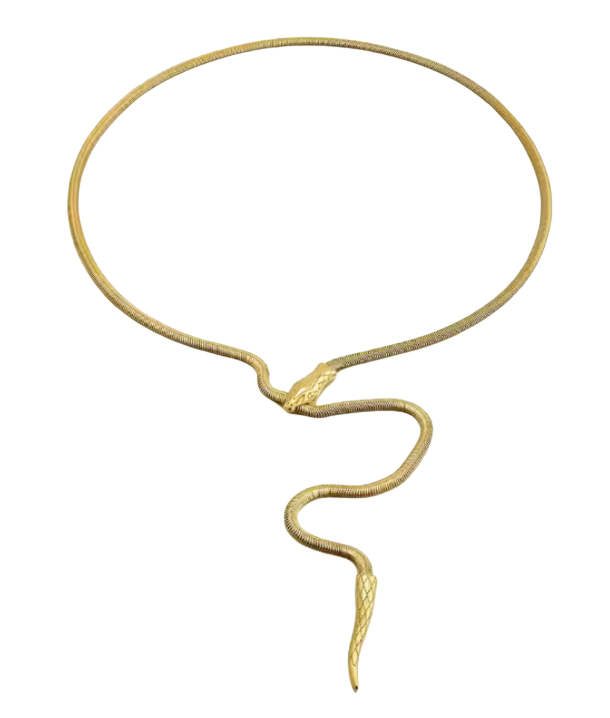 HoopLa - Serpentine Snake Lariat - PVD Gold Necklace- Waterproof
