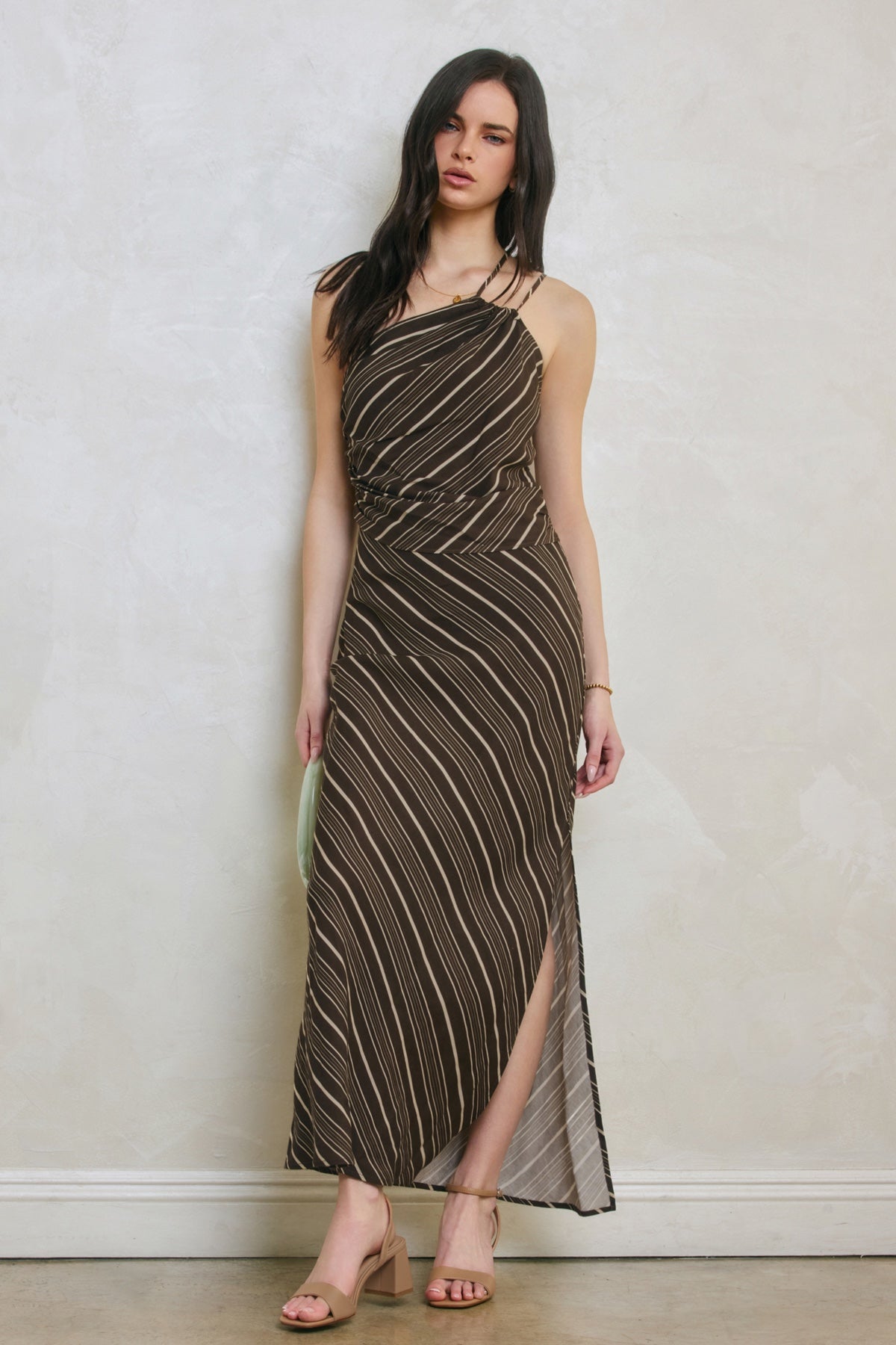 Dress Forum - Stripe One Shoulder Ruched Maxi Dress