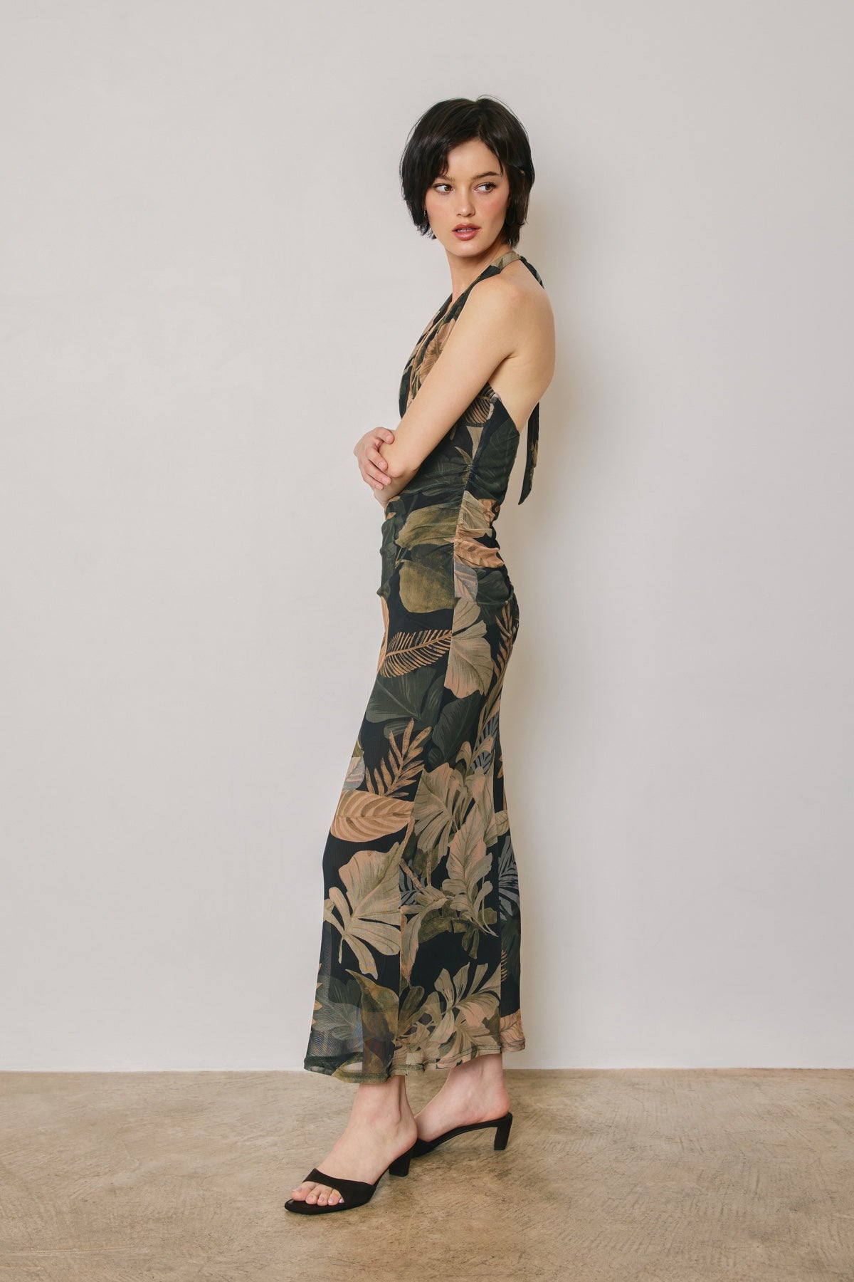 Dress Forum - Kamari Palm Halter Mesh Maxi Dress